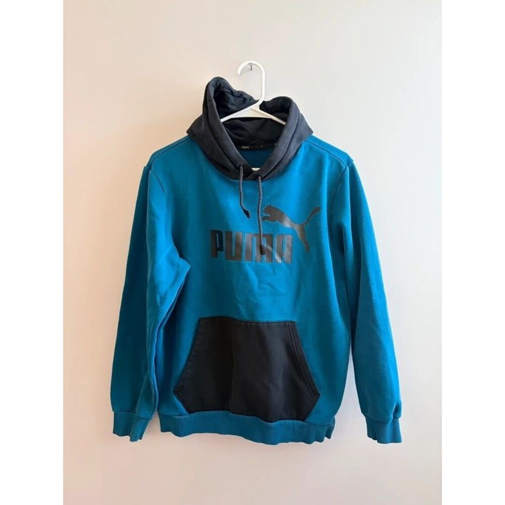 PUMA Blue & Black Colorblock Pullover Hoodie, school, casual